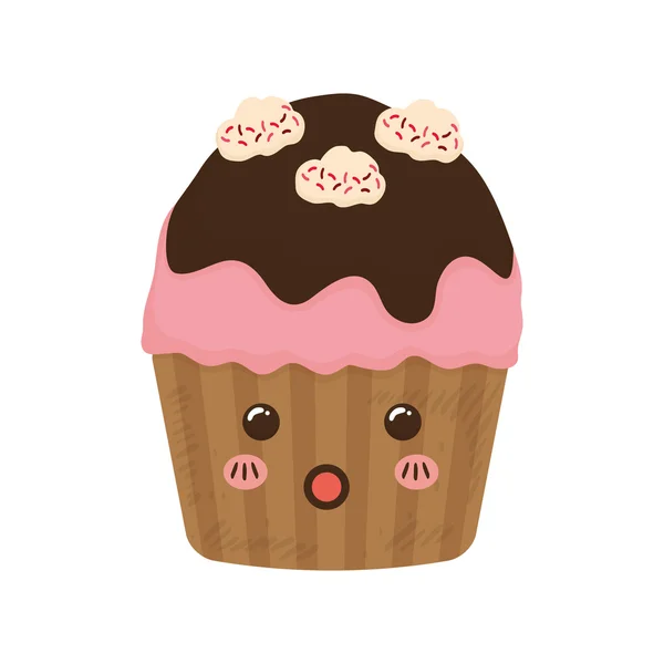 Postre cupcake lindo icono dulce. Gráfico vectorial — Archivo Imágenes Vectoriales