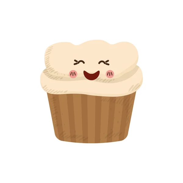 Cupcake dessert mignonne icône sucrée. Graphique vectoriel — Image vectorielle