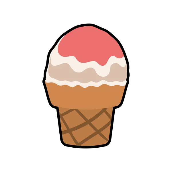 Crème glacée dessert mignon icône mignonne de nourriture sucrée. Graphique vectoriel — Image vectorielle