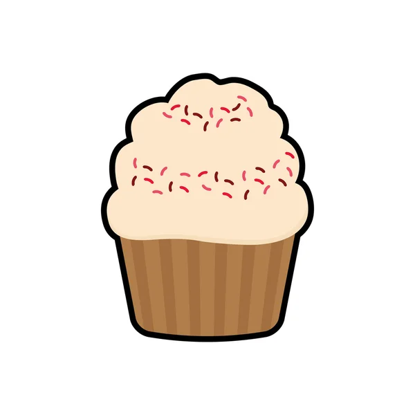 Postre cupcake lindo icono dulce. Gráfico vectorial — Vector de stock