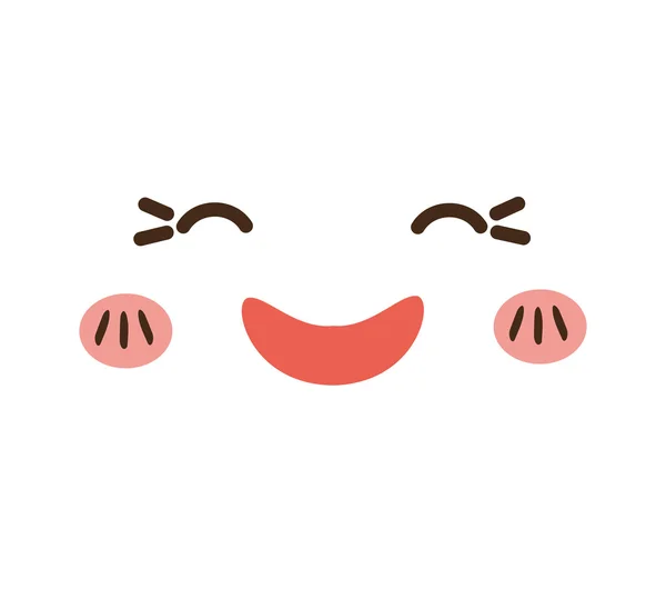 Kawaii caricatura cara expresión sonrisa icono. Gráfico vectorial — Vector de stock