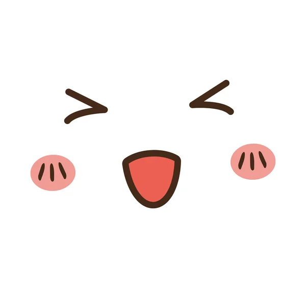 Kawaii dessin animé visage expression sourire icône. Graphique vectoriel — Image vectorielle