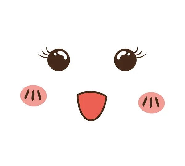 Kawaii ikona kreskówka twarzy uśmiech wyrażenie. Grafika wektorowa — Wektor stockowy