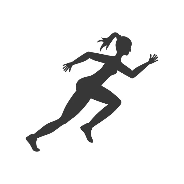 Sport vrouw lopende fitness pictogram. Vectorafbeelding — Stockvector