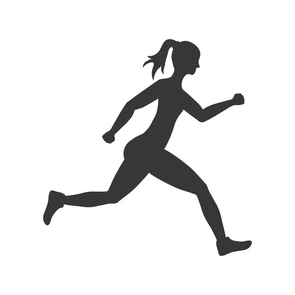 Deporte mujer corriendo icono de la aptitud. Gráfico vectorial — Vector de stock