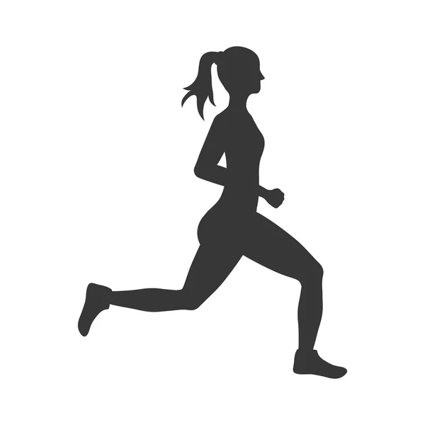 Deporte mujer corriendo icono de la aptitud. Gráfico vectorial — Vector de stock