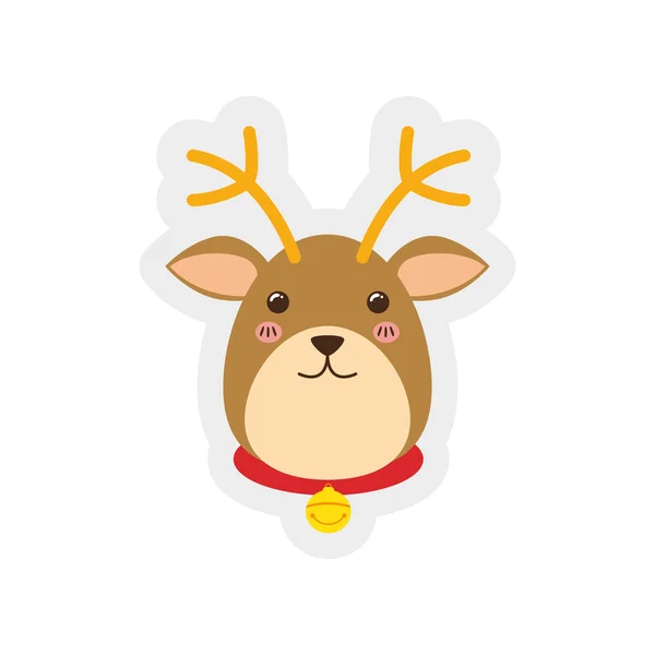 Ikon kartun reindeer merry Christmas. Grafik vektor - Stok Vektor