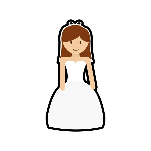 Mädchen Cartoon Hochzeit Heirat Ikone. Vektorgrafik — Stockvektor