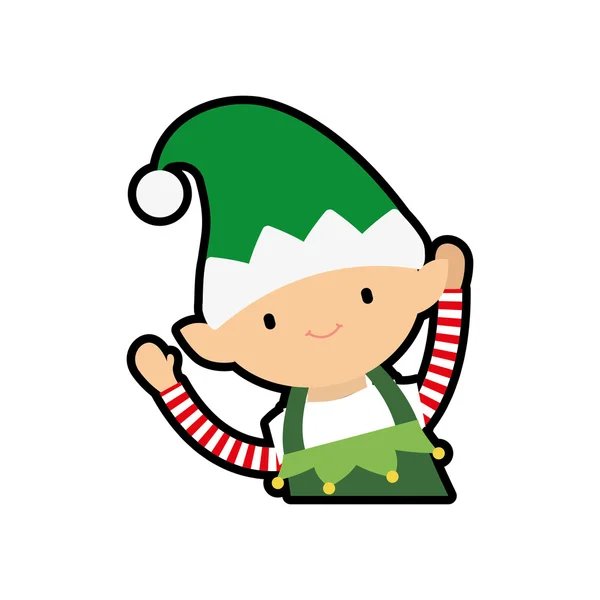 Elf frohe Weihnachten Cartoon-Symbol. Vektorgrafik — Stockvektor