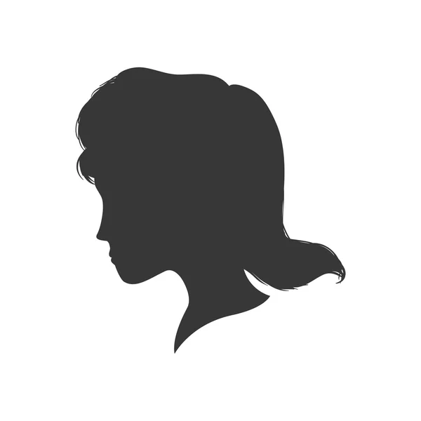 Woman head silhouette female avatar icon. Vector graphic — Stock Vector