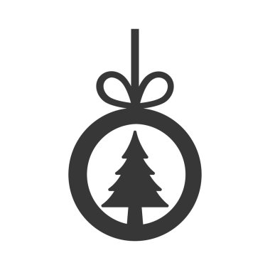 çam ağacı merry christmas kutlama simgesi. Vektör grafiği