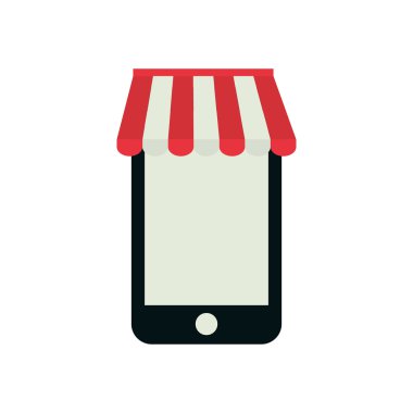 Smartphone alışveriş online simgesi. Vektör grafiği