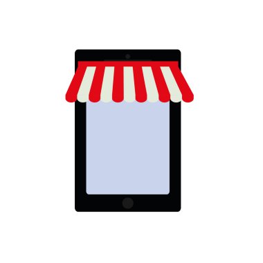 Smartphone alışveriş online simgesi. Vektör grafiği