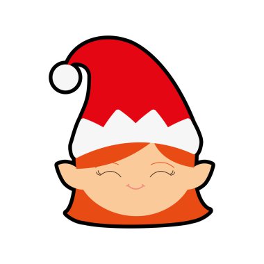 Elf karikatür neşeli Noel simgesi. Vektör grafiği