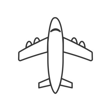 uçak ulaşım beyaz simgesi. Vektör grafiği