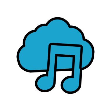 bulut müzik Not Ses dj simgesi. Vektör grafiği