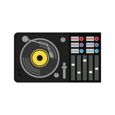 Vinil makine müzik ses dj simgesi. Vektör grafiği