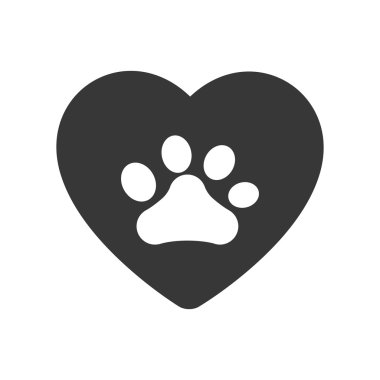Yazdırma kalp sevgi evde beslenen hayvan hayvan simgesi ayak. Vektör grafiği