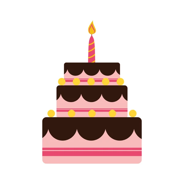 Cake candle party cream bakery birthday icon. Vector graphic — Stock Vector