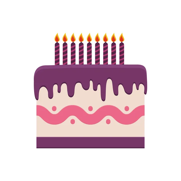 Cake candle party cream bakery birthday icon. Vector graphic — Stock Vector