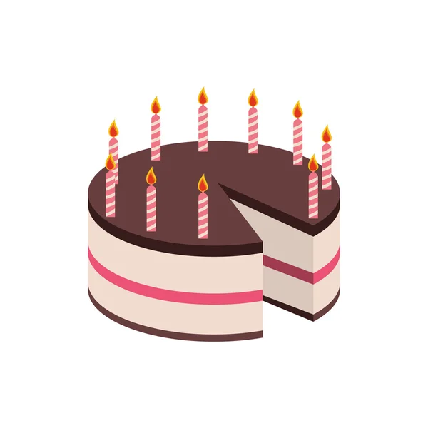 케이크 촛불 파티 크림 베이커리 생일 아이콘입니다. 벡터 그래픽 — 스톡 벡터