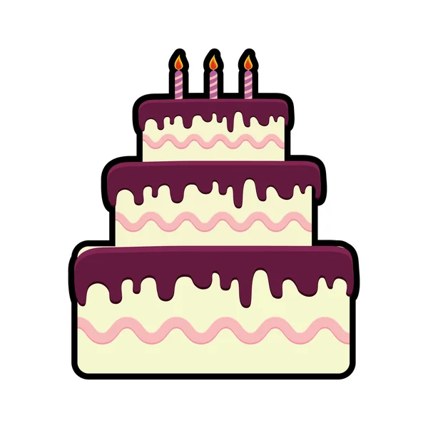 Cake candle party cream bakery birthday icon. Vector graphic — Stock Vector