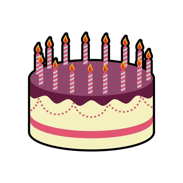 Cake candle party cream bakery birthday icon. Vector graphic — Stock Vector