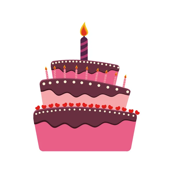 Cake candle party cream bakery birthday icon. Vector graphic — Stock Vector