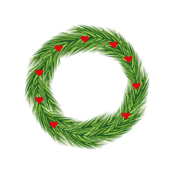 Levél gyümölcs vidám karácsonyi ünneplés ikonra. Vektorgrafikus — Stock Vector