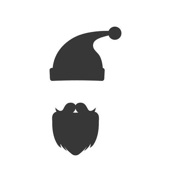 Santa cartoon silhouette hat mustache. Vector graphic — Stock Vector
