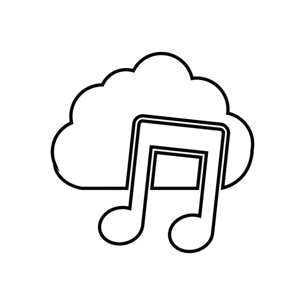 Cloud music note sound dj icon. Vector graphic — Stock Vector