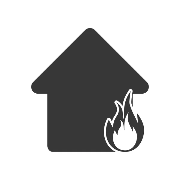 Casa casa fogo fogo ícone seguro de incêndio. Gráfico vetorial —  Vetores de Stock