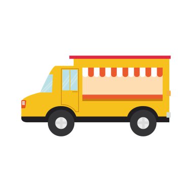 kamyon gıda taşımacılık teslim simgesi. Vektör grafiği