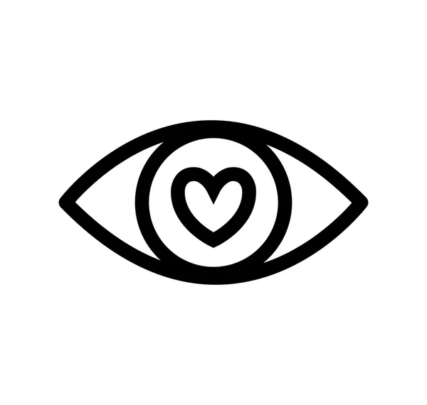 Ögat hjärtat ser vision optiska ikonen. Vektorgrafik — Stock vektor