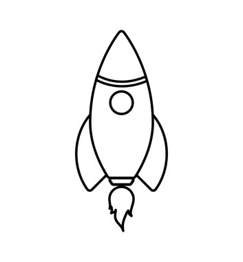 Roket uzay bilim simgesi. Vektör grafiği