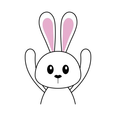 tavşan hayvan mutlu Paskalya simgesi. Vektör grafiği