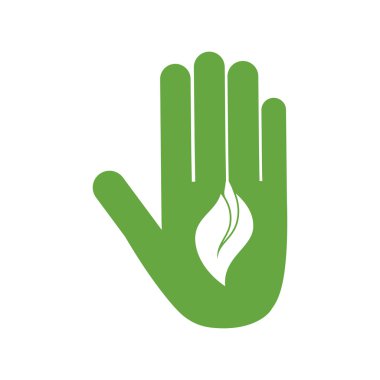 Yaprak el yeşil bitki doğa sezon simgesi. Vektör grafiği