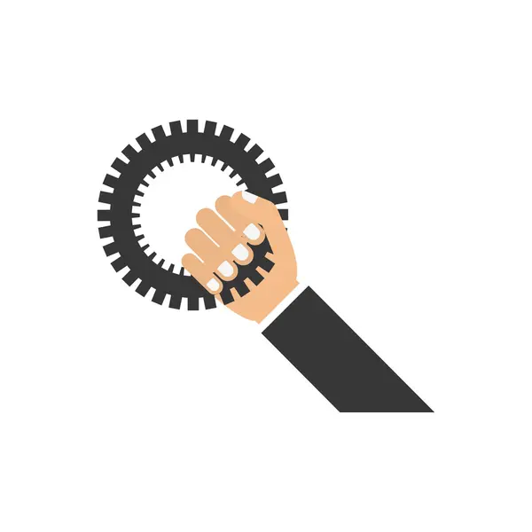 Hand cog gear machine part icon. Vector graphic — Stock Vector