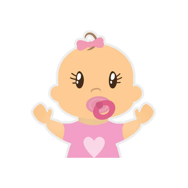 Mädchen Baby süße kleine Kindheit Ikone. Vektorgrafik — Stockvektor