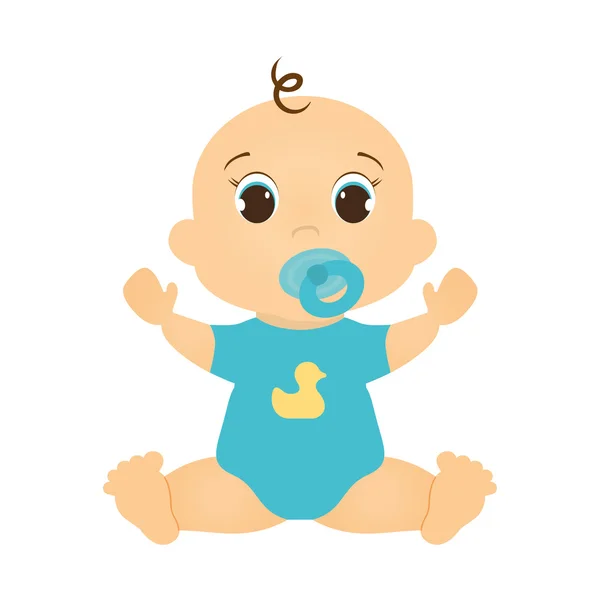 Niño bebé lindo pequeño icono de la infancia. Gráfico vectorial — Archivo Imágenes Vectoriales