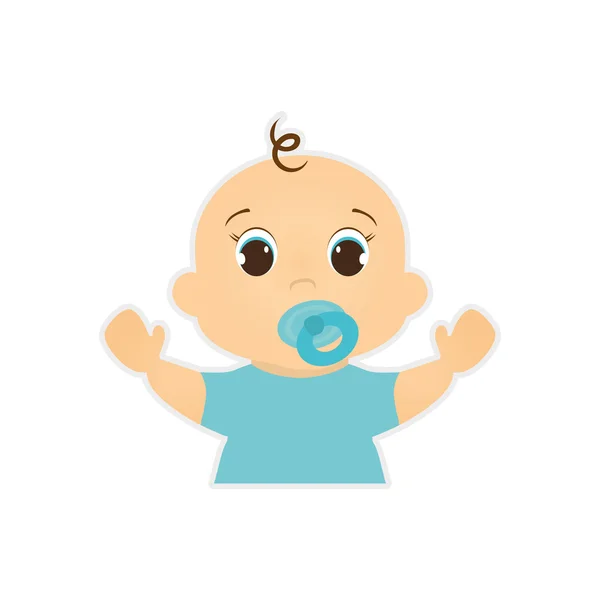 Fiú baba aranyos kis gyermekkori ikonra. Vektorgrafikus — Stock Vector