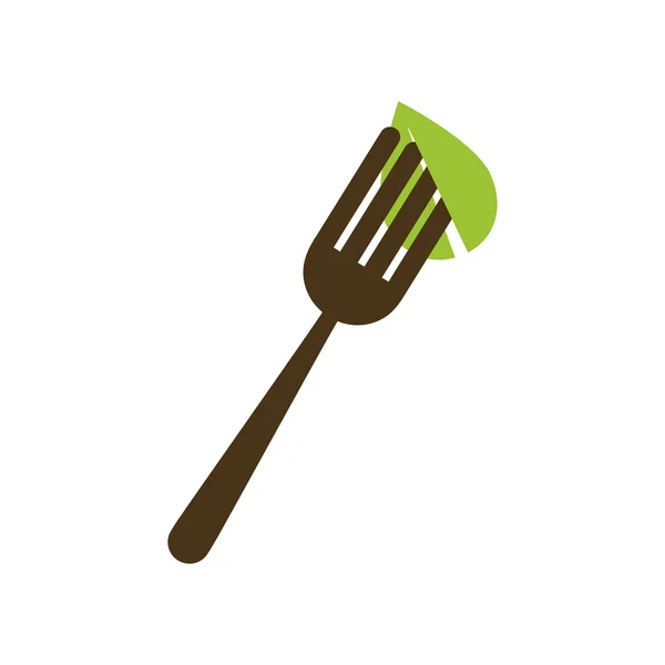 Blatt Gabel gesundes Essen Symbol. Vektorgrafik — Stockvektor