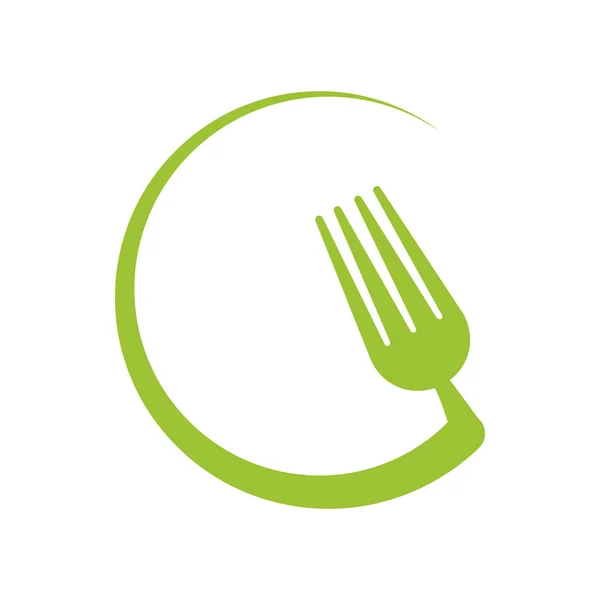 Círculo tenedor alimento saludable icono. Gráfico vectorial — Vector de stock