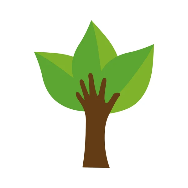잎 손 녹색 식물 자연 시즌 아이콘입니다. 벡터 그래픽 — 스톡 벡터