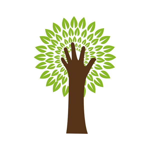 Folha mão verde planta natureza estação ícone. Gráfico vetorial — Vetor de Stock