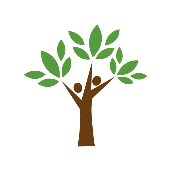 Человек-лист зеленый икона растения. Векторная графика — стоковый вектор