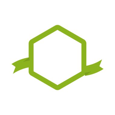 Şerit etiket afiş yeşil simge. Vektör grafiği