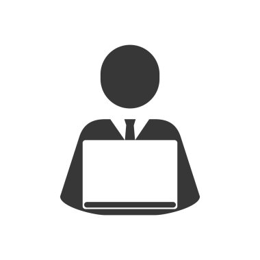 işadamı dizüstü siluet simge. Vektör grafiği