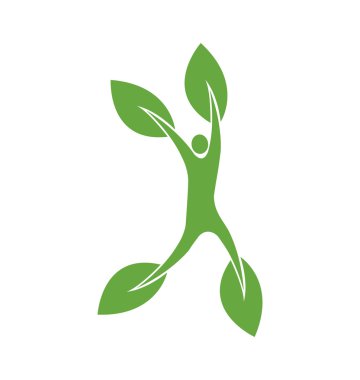 Yaprak yeşil kişi simgesi. Vektör grafiği