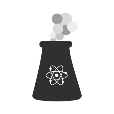 Nükleer santral atom duman simgesi. Vektör grafiği
